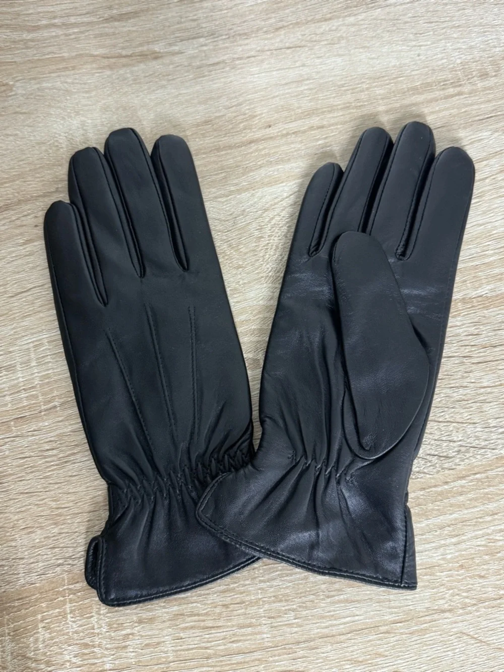 Kebesu Women M Black Sheepskin Leather Cashmere Lined Driving Gloves